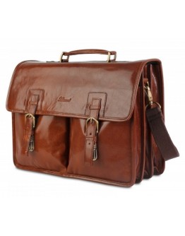 Портфель фирменный кожаный рыжего цвета Ashwood GARETH BRIEFCASE VT CHESTNUT