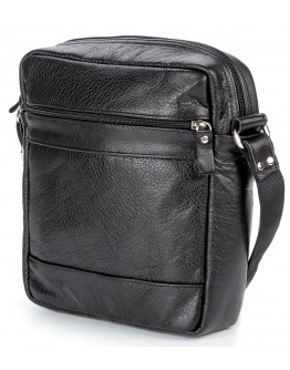 Мужская кожаная черная сумка на плечо SHVIGEL 00791