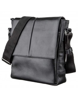 Черная кожаная мужская сумка через плечо SHVIGEL 00793