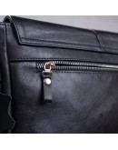 Фотография Черный кожаная мужская сумка на плечо SHVIGEL 00858