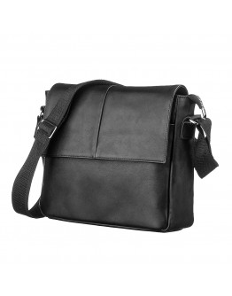 Черный кожаная мужская сумка на плечо SHVIGEL 00858