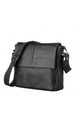 Черный кожаная мужская сумка на плечо SHVIGEL 00858