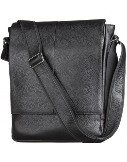 Черная кожаная вместительная сумка на плечо SHVIGEL 00860