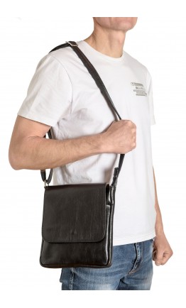 Мужская кожаная черная сумка на плечо Virginia Conti 01277 genson black