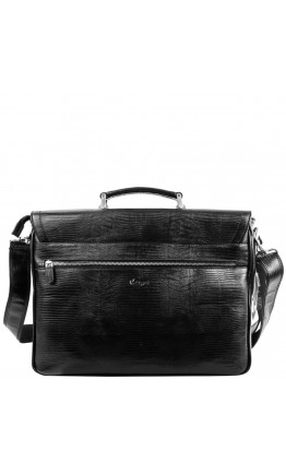 Вместительный мужской черный кожаный портфель KARYA 0146-076