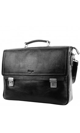 Вместительный мужской черный кожаный портфель KARYA 0146-076