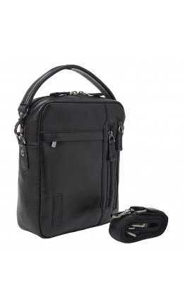 Черная кожаная мужская сумка на плечо - барсетка KARYA - 0254-45