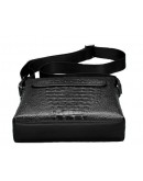 Фотография Эксклюзивная кожаная черная сумка на плечо 7031