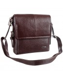 Фотография Мужская коричневая кожаная сумка на плечо небольшого размера KARYA 0520-39