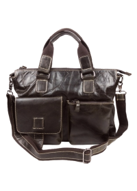 Удобная коричневая мужская сумка - портфель из кожи 7057
