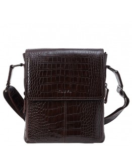 Кожаная фирменная коричневая сумка на плечо KARYA - 0794-57