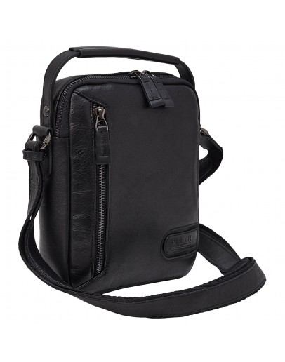 Фотография Кожаная мужская черная сумка - барсетка KARYA - 0877-101