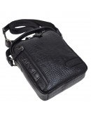 Фотография Мужская черная сумка - барсетка из  тисненной натуральной кожи KARYA - 0877-53