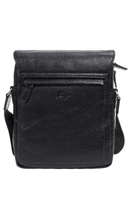 Черная кожаная фирменная мужская сумка на плечо KARYA 0879-03