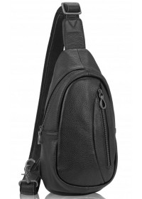 Черный кожаный мужской рюкзак - слинг Tiding Bag 10030A