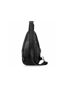 Черный кожаный мужской рюкзак - слинг Tiding Bag 10030A