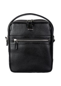 Черная кожаная мужская сумка на плечо - барсетка DESISAN 1015-01