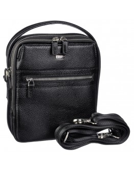 Черная кожаная мужская сумка на плечо - барсетка DESISAN 1015-01