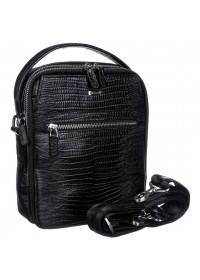 Черная кожаная мужская сумка на плечо - барсетка DESISAN 1015-143