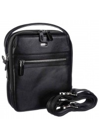 Черная кожаная мужская сумка на плечо - барсетка DESISAN 1015-111