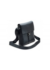 Кожаная стильная сумка черного цвета на плечо 71034