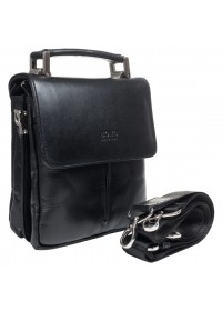 Черная кожаная маленькая сумка на плечо - барсетка BOND 1050-101