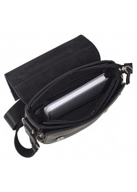 Кожаная черная мужская сумка на плечо - барсетка BOND 1054-101