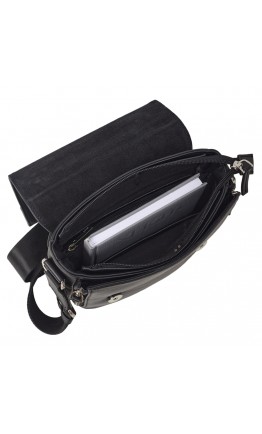 Кожаная черная мужская сумка на плечо - барсетка BOND 1054-101