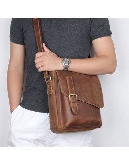 Кожаная коричневая мужская сумка на плечо 1061-B7