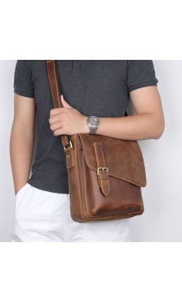 Кожаная коричневая мужская сумка на плечо 1061-B7