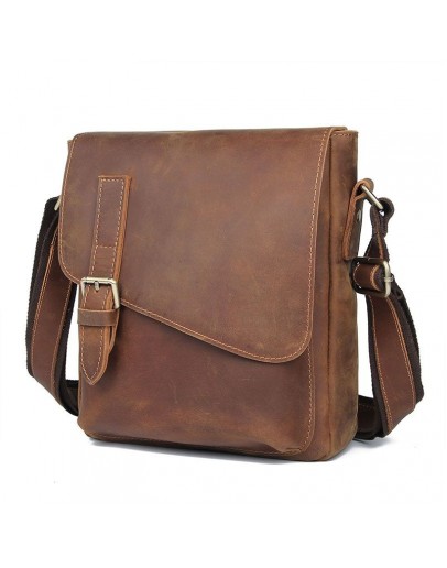Фотография Кожаная коричневая мужская сумка на плечо 1061-B7