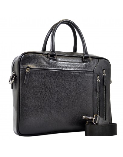 Фотография Мужской кожаный черный портфель - сумка для ноутбука BOND 1095-281