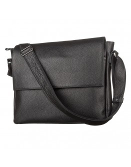 Черная мужская кожаная сумка на плечо формата А4 SHVIGEL 11043