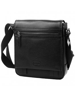 Кожаная черная мужская сумка на плечо Bond - 1107-281