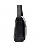 Фотография Черная большая кожаная горизонтальная мужская сумка на плечо BOND 1108-281
