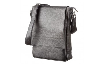Черная сумка кожаная на плечо формата А4 SHVIGEL 11080