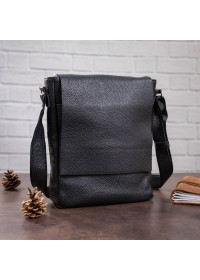 Черная сумка кожаная на плечо формата А4 SHVIGEL 11080