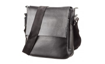 Кожаная квадратная черная сумка на плечо SHVIGEL 11081
