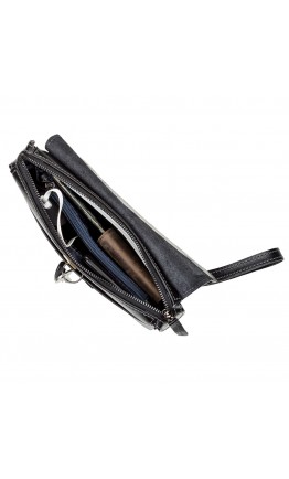 Черный мужской кожаный удобный клатч SHVIGEL 11084