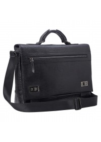 Черная кожаная мужская сумка - портфель BOND 1109-902
