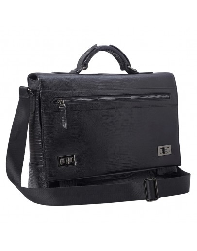 Фотография Черная кожаная мужская сумка - портфель BOND 1109-902