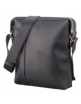 Кожаная мужская черная сумка через плечо SHVIGEL 11098