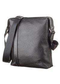 Черная мужская кожаная сумка на плечо SHVIGEL 11122