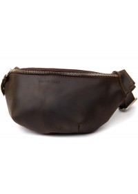 Кожаная мужская винтажная коричневая сумка на пояс GRANDE PELLE 11154