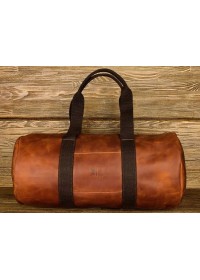 Винтажная коричневая мужская дорожная сумка Grande Pelle 11159 Рыжая