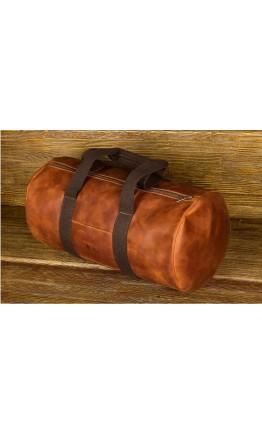 Винтажная коричневая мужская дорожная сумка Grande Pelle 11159 Рыжая