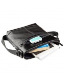 Фотография Мужская сумка кожаная планшетка на плечо черная SHVIGEL 11181