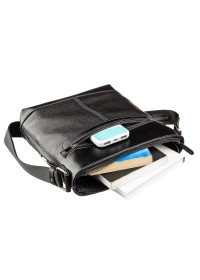 Мужская сумка кожаная планшетка на плечо черная SHVIGEL 11181
