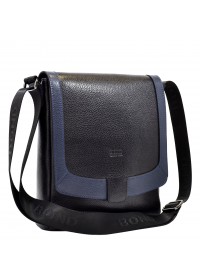 Мужская вместительная черная кожаная сумка на плечо BOND 1122-281-9