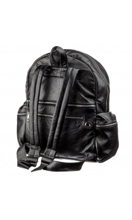Кожаный черный вместительный рюкзак SHVIGEL 11260